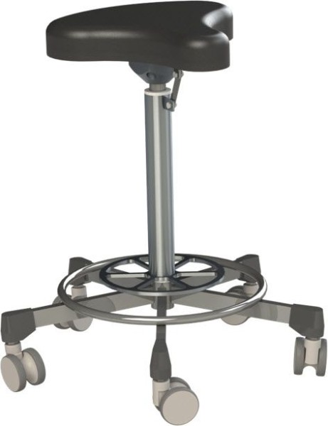 OP comfort chair with foot release, saddle seat